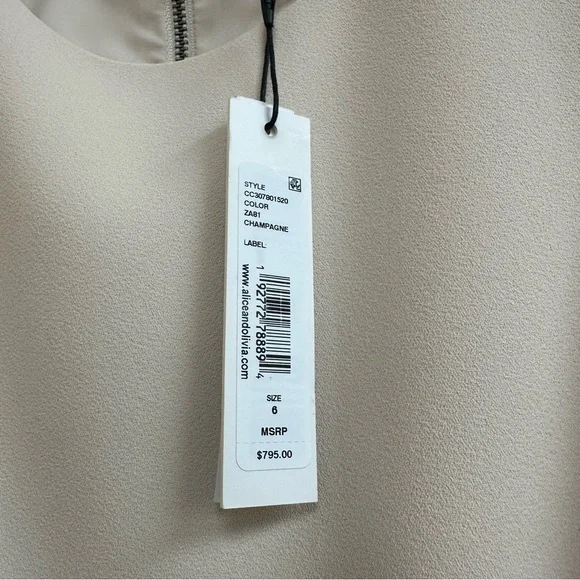 Alice + Olivia Coley Feather Dress in Cream - Picture 6 of 7